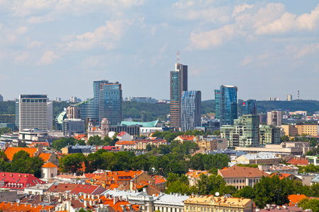 Vilnius, Lithuania - June 11, 2019: The New City Centre (Lithuanian: Å nipiÅ¡kÄ—s) is the new...