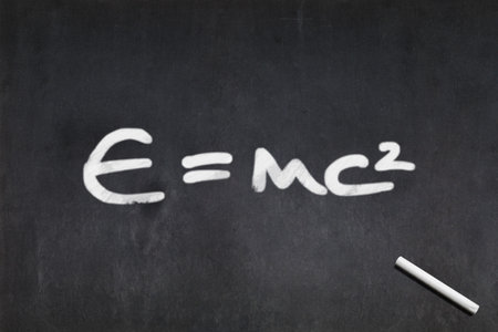 Blackboard with E=mc2, the famous formulaの写真素材