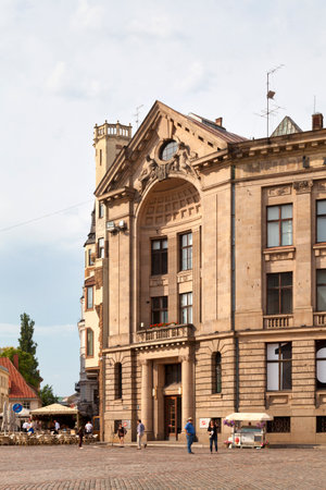 Riga, Latvia - June 13 2019: The Latvijas Radio (LR) is Latvia's national public-service radio broadcasting network. It began broadcasting on 1 November 1925, and has its headquarters in the Latvian capital opposite Riga Cathedral.のeditorial素材