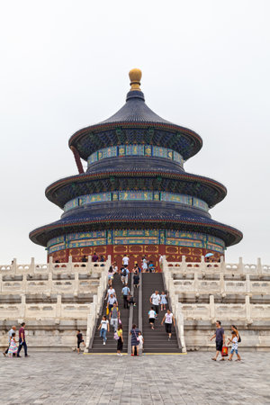 Beijing, China - August 07 2018: Hall of Prayer for Good Harvests is the largest building in the Temple of Heaven.のeditorial素材