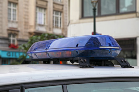 Siren atop of a Belgian police car.の写真素材