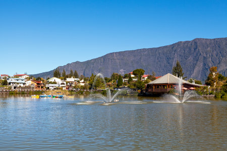 The Mare Ã  Joncs in Cilaos is a pond very frequented by tourists and local people.の写真素材