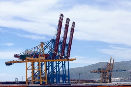 Le Port, Reunion Island - Marsh 08 2017: Port RÃ©union Est is the commercial dock located in the seashore city of Le Port, in Reunion Island.のeditorial素材