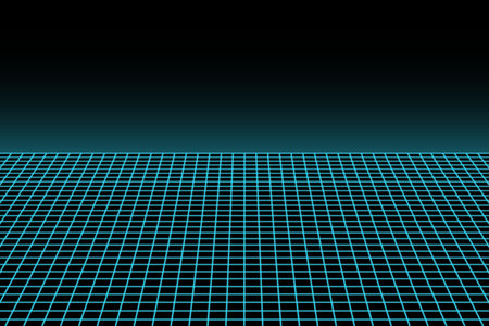 Green 3D grid from the 80s with atmospheric glow