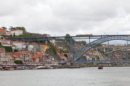 Porto, Portugal - June 03 2018: The Mosteiro da Serra do Pilar overlooking the LuÃ­s I Bridge crossing the Douro River.のeditorial素材