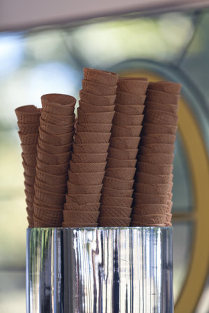 Close-up on a stack of ice cones.の写真素材