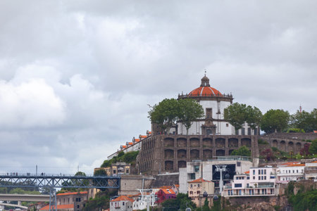 Porto, Portugal - June 03 2018: The Mosteiro da Serra do Pilar overlooking the LuÃ­s I Bridge...