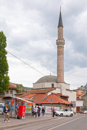 Sarajevo, Bosnia and Herzegovina - May 26 2019: Muslihudin ÄekrekÄija Mosque is second oldest domed mosque in the city. Construsted in 1526, in the BaÅ¡ÄarÅ¡ija area of the city, at the foot of KovaÄ (the center of the old trading center).のeditorial素材