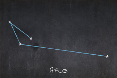 Blackboard with the Apus constellation drawn in the middle.の写真素材