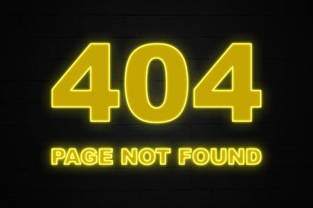 Yellow neon light shaped into a the phase - 404 Page not found.の写真素材