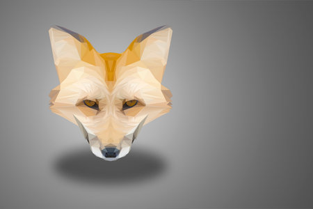 Close-up on a low poly model of a fox's head with copy space.の写真素材