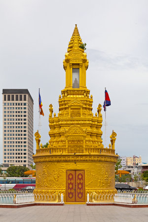 Phnom Penh, Cambodia - August 26 2018: Former Buddha Stupa opposite Phnom Penh Railway Station.のeditorial素材