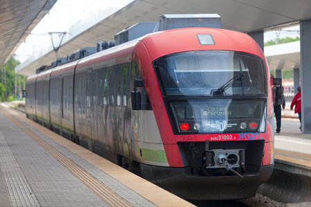 Sofia, Bulgaria - May 19 2019: BDÅ½ 30 class (Desiro Siemens) train at Central Railway Station...