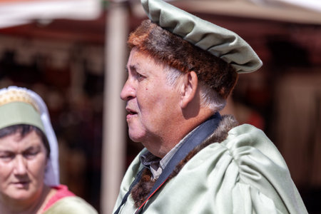 Saint Renan, France - July 16 2023: People in medieval clothing during the Saint Renan Medieval...