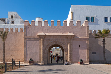 Essaouira, Morocco - January 29 2019: Bab Sbaa with a mortar on each side, is one a the city gate of the Medina.のeditorial素材