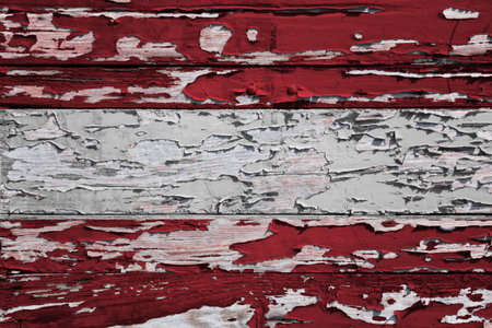 Flag of Austria painted on a grunge wooden board.の写真素材