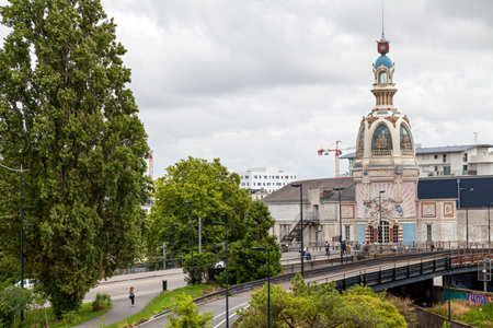 Nantes, France - July 26 2017: The Lieu Unique is the national center for contemporary arts and music venue in Nantes housed in the former biscuit factory "LU" at the center of the city.のeditorial素材