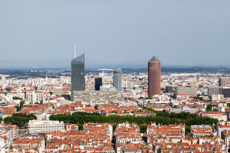 Lyon, France - June 10 2018: The district of La Part-Dieu is the central business district of Lyon,...