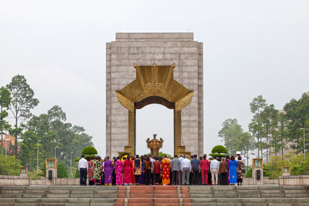 Hanoi, Vietnam - August 18 2018: The War Memorial in Hanoi is located across the Ba Dinh Square, across the Ho Chi Minh Mausoleum and close to Hanoi Citadel.のeditorial素材