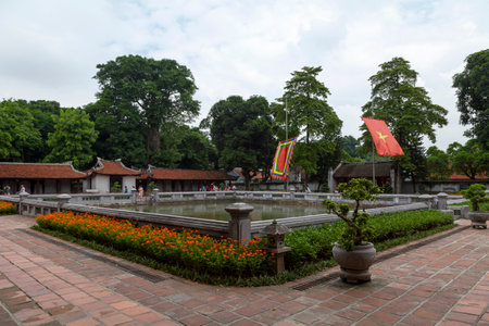 Hanoi, Vietnam - August 18 2018: The Temple of Literature is a Temple of Confucius. It hosts the Imperial Academy, Vietnam's first national university.のeditorial素材