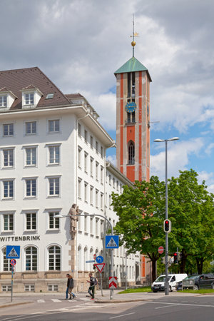 Munich, Germany - May 30 2019: The Protestant-Lutheran parish, university and deanery church of St. Mark, is the second Protestant-Lutheran church in Munich.のeditorial素材
