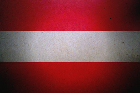 Austrian Flag printed on a paper sheet.の写真素材