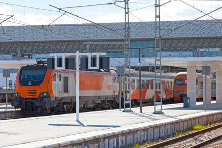 Casablanca, Morocco - January 17 2019: Train of the E14 series from Alstom operated by the ONCF at...
