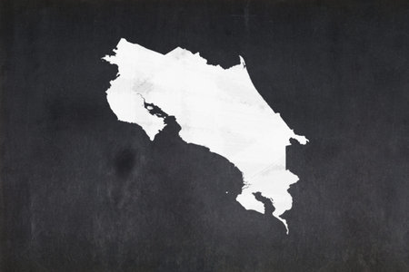 Blackboard with a the map of Costa Rica drawn in the middle.の写真素材