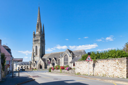 Douarnenez, France - August 29 2021: The Church of Saint-HerlÃ© de PloarÃ© is a Catholic church located in the PloarÃ© district of Douarnenez, France.のeditorial素材