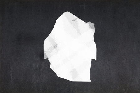 Blackboard with a the map of Swaziland drawn in the middle.の写真素材