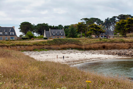 Small secluded beach of Le Verlen in Landunvez near Beg an Tour.の写真素材