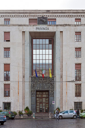 Naples, Italy - March 19 2018: Facade of the Provincial Administration Of Naples - General secretariat offices (Italian: Amministrazione Provinciale Di Napoli - Uffici Segreteria Generale).のeditorial素材