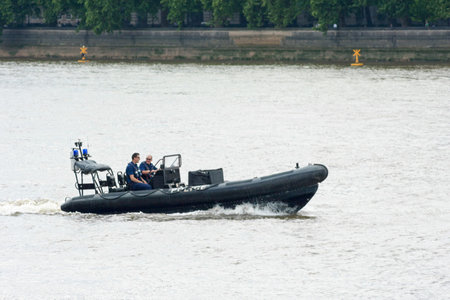 London, England - June 05 2007: Two police officers from the â€œMarine Police Forceâ€...