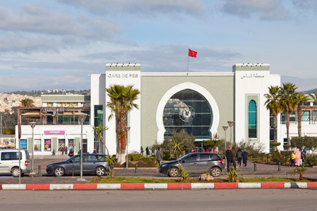 Fez, Morocco - January 22 2018: The Fes Railway station is the main station in town. There are secondary stations for local connections, but this is the station used for the long-distance main-line trains.のeditorial素材