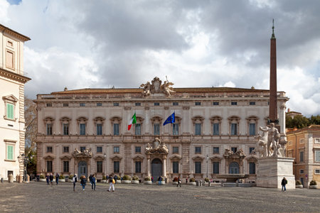 Rome, Italy - March 18 2018: The Palazzo della Consulta (built 1732-1735) is a late Baroque palace in central Rome, Italy, that since 1955 houses the Constitutional Court of the Italian Republic.のeditorial素材