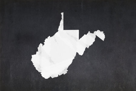 Blackboard with a the map of the State of West Virginia (USA) drawn in the middle.の写真素材