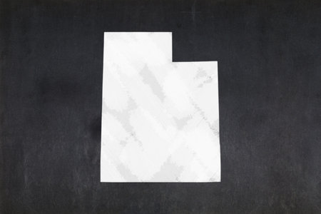 Blackboard with a map of the State of Utah (USA) drawn in the middle.の写真素材