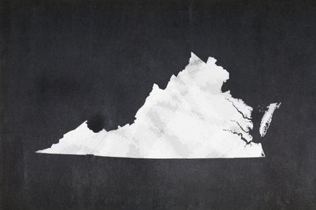 Blackboard with a the map of the State of Virginia (USA) drawn in the middle.の写真素材