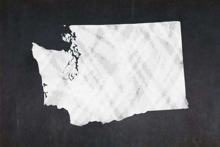 Blackboard with a the map of the State of Washington (USA) drawn in the middle.の写真素材