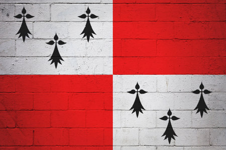 Flag of Bro-Zol (Pays de Dol) painted on a cinder block wall.の写真素材