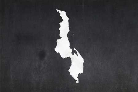 Blackboard with a map of Malawi drawn in the middle.の写真素材