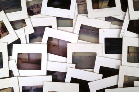 Stack of photographic slide made in Algeria during the Algerian War in the late Fifties.の写真素材