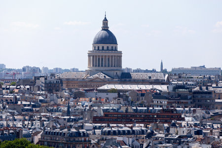 View of the PanthÃ©on and the Ãcole SpÃ©ciale des Travaux Publics, du bÃ¢timent et de l'industrie (ESTP Paris) from the Tour Saint-Jacques.の写真素材