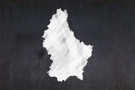 Blackboard with a the map of Luxembourg drawn in the middle.の写真素材
