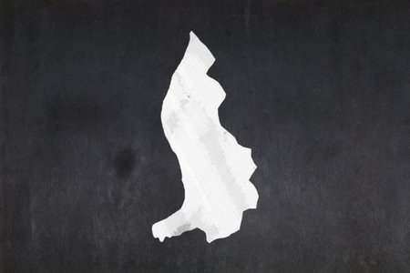 Blackboard with a the map of Liechtenstein drawn in the middle.の写真素材