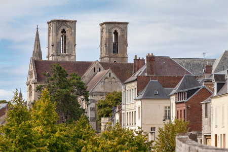 The Saint-Martin de Laon abbey was founded in 1124 by the bishop of Laon, BarthÃ©lemy de Jur, and Norbert de Xanten who installed twelve regular canons of the PrÃ©montrÃ© abbey there.の写真素材
