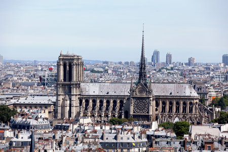 Aerial view of Notre Dame de Paris seen from the Pantheon.の写真素材