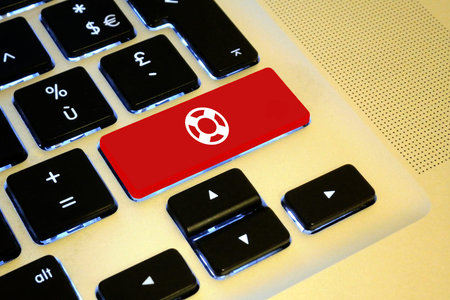 Focus on a life ring laptop key