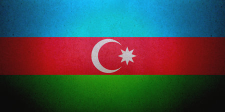 Azerbaijani Flag printed on a paper sheet.の写真素材