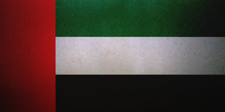 Flag of the United Arab Emirates printed on a paper sheet.の写真素材